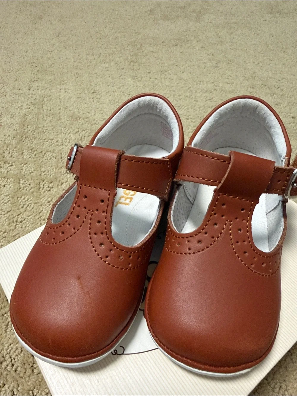 L’amour Cognac Angel Mary Jane Shoes (Size 5)